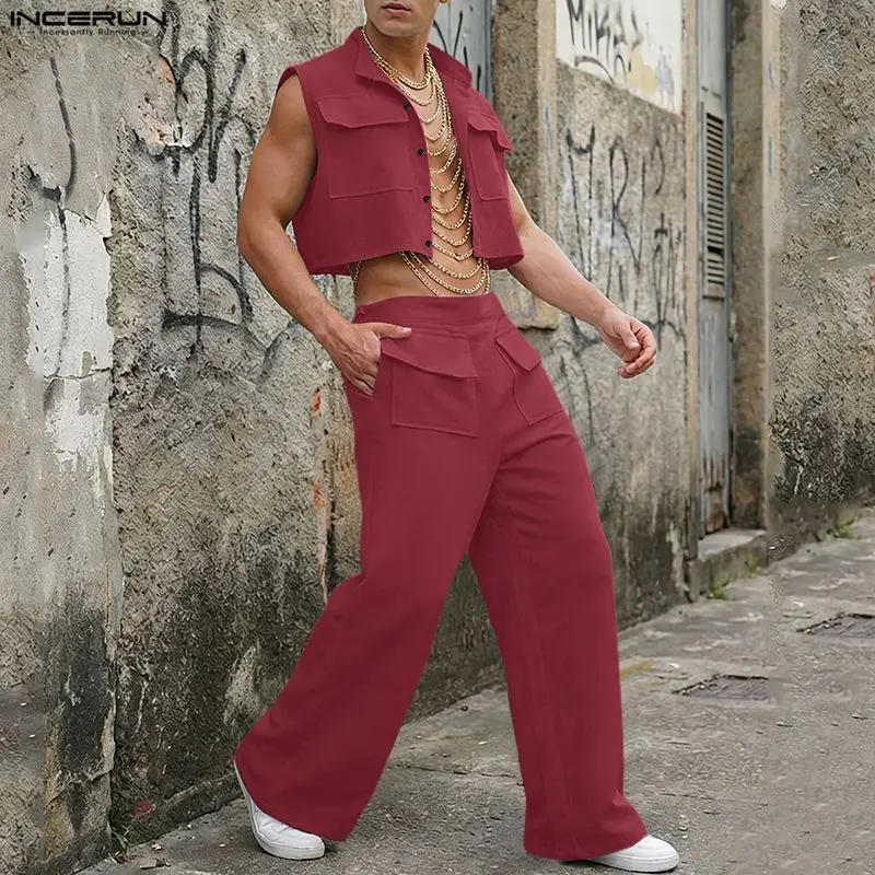 Street Summer Fashion - طقم رجالي من INCERUN، قميص بدون