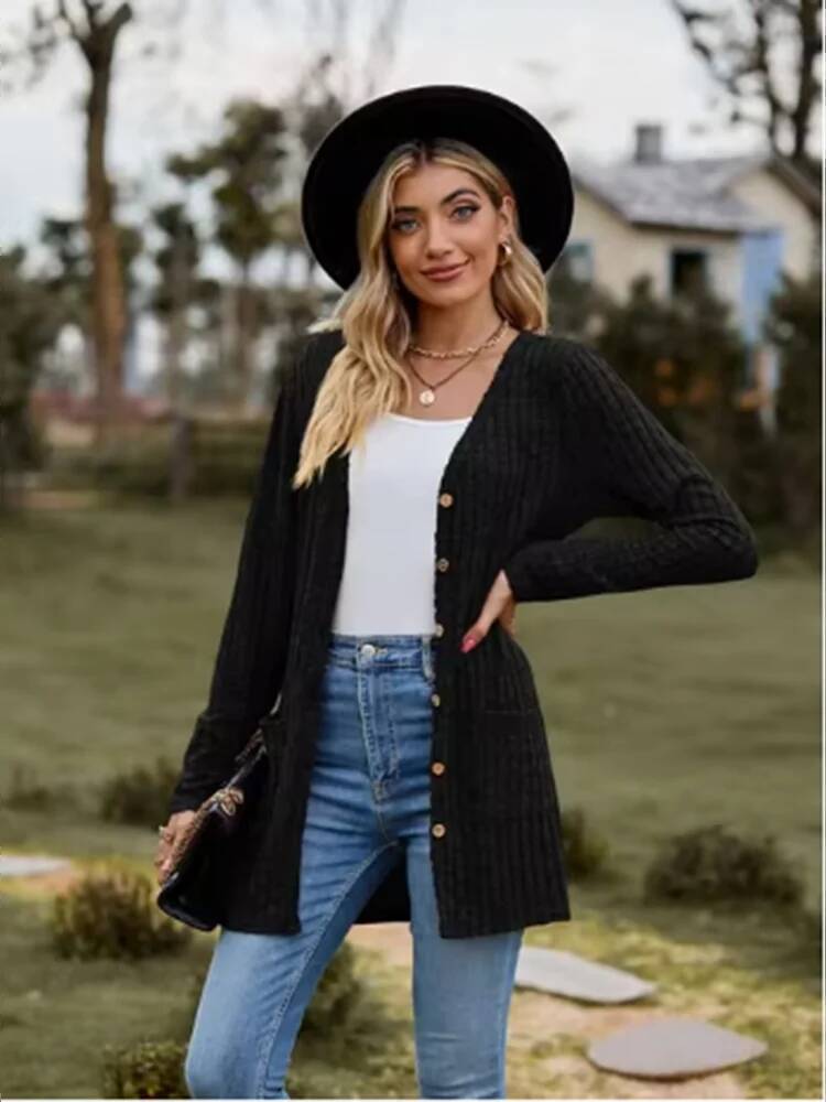 زر بلون طويل الأكمام جديد مخطط - مراجعة Street Fashion Taiwan وسعره