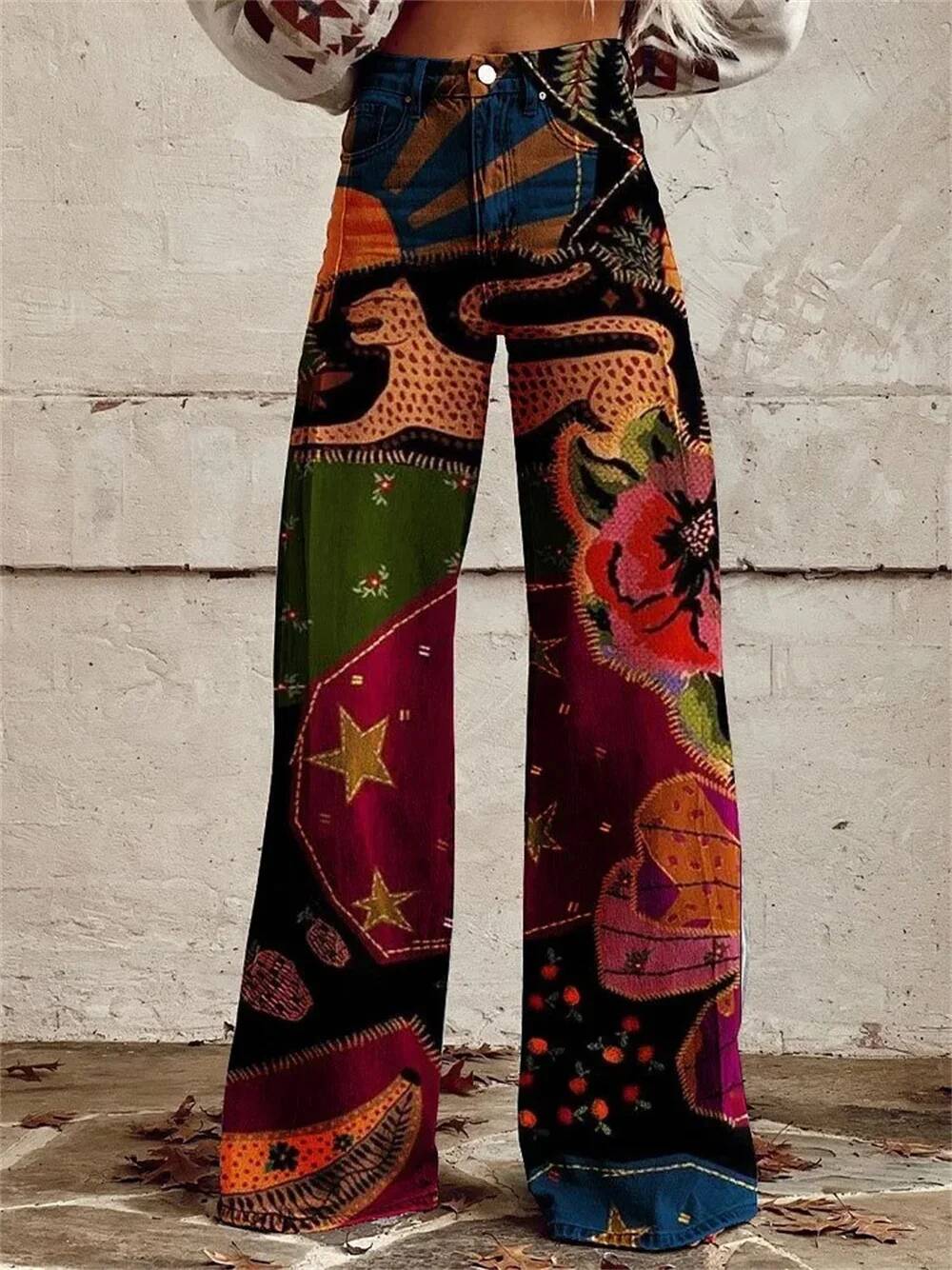 بنطلون جينز نسائي واسع الساق ب - مراجعة Street Fashion Taiwan وسعره